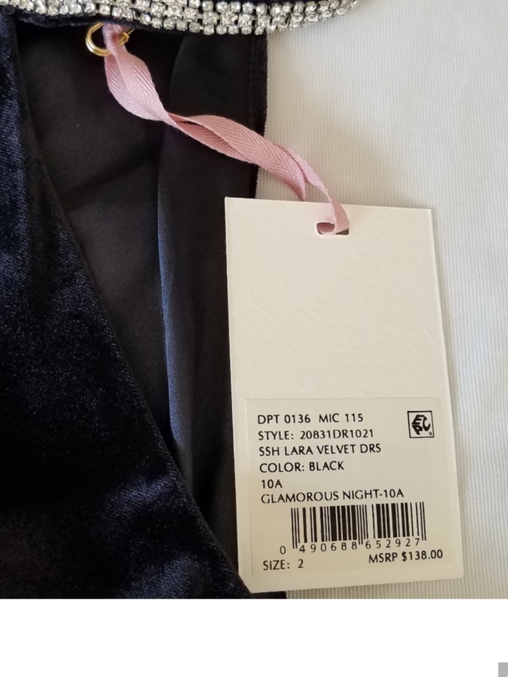 Black Velvet and Rhinestone Halter Mini Dress - Picture 3 of 7